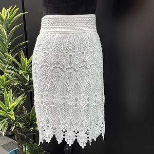 Tribal Crocheted Lace like,scallop hemline,elastic waist,pull on,lined